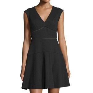 REBECCA TAYLOR Taylor Black Waffle-Knit Circle Dress - Sz 10